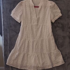 Elegant White Eyelet Midi Dress